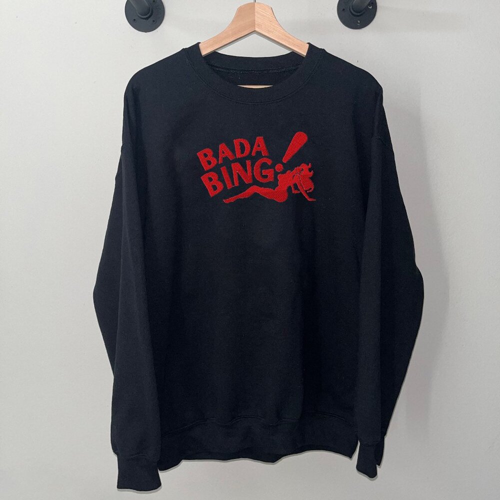 Black Red Bada Bing The Sopranos 2000s Italian TV Show Crewneck Sweatshirt